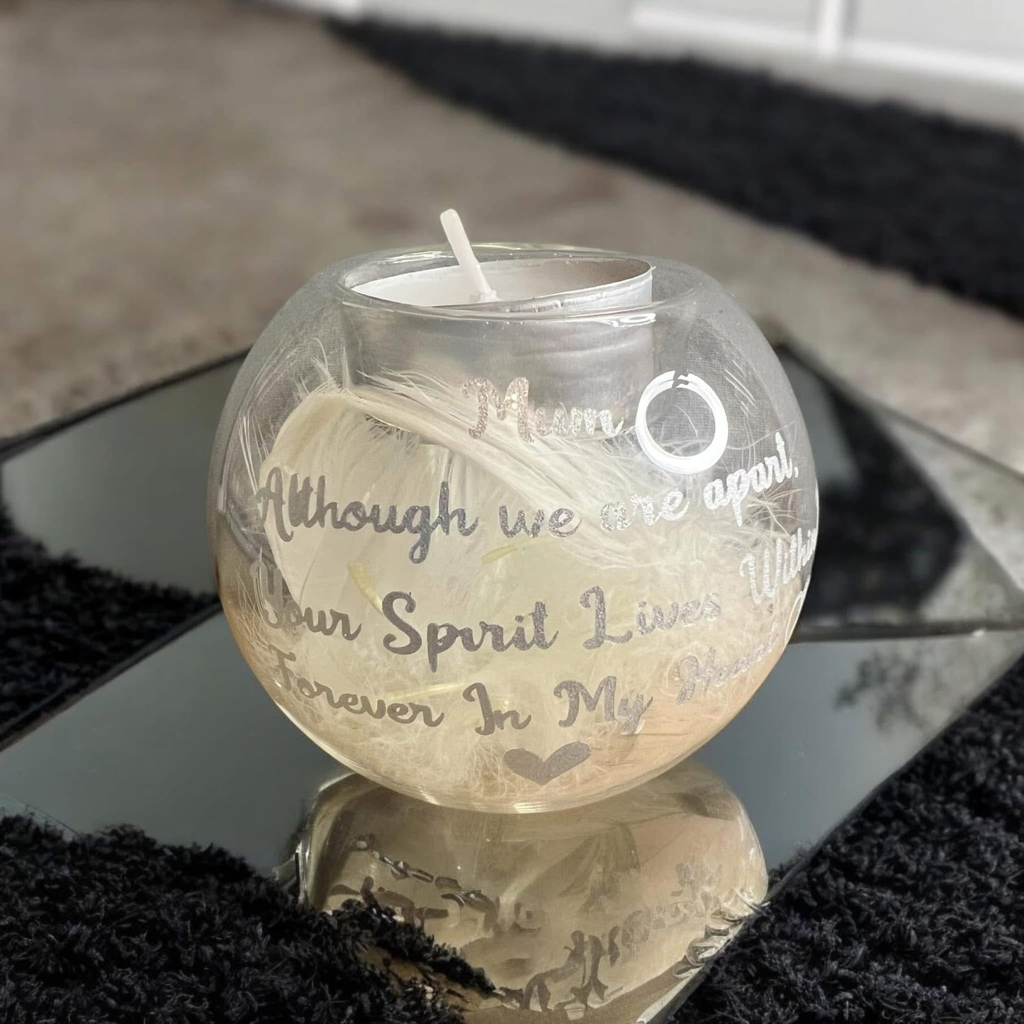 Personalised clear glass Tealight Holder