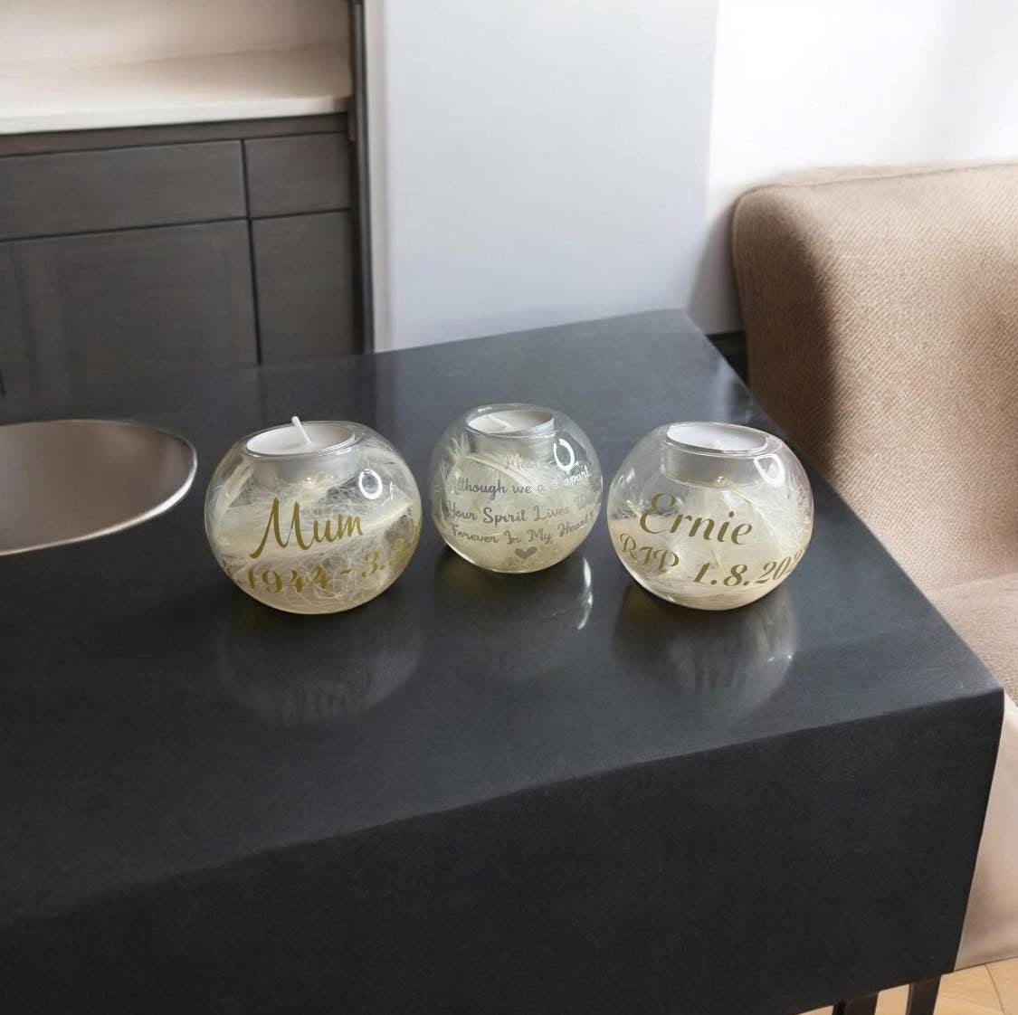 Personalised clear glass Tealight Holder