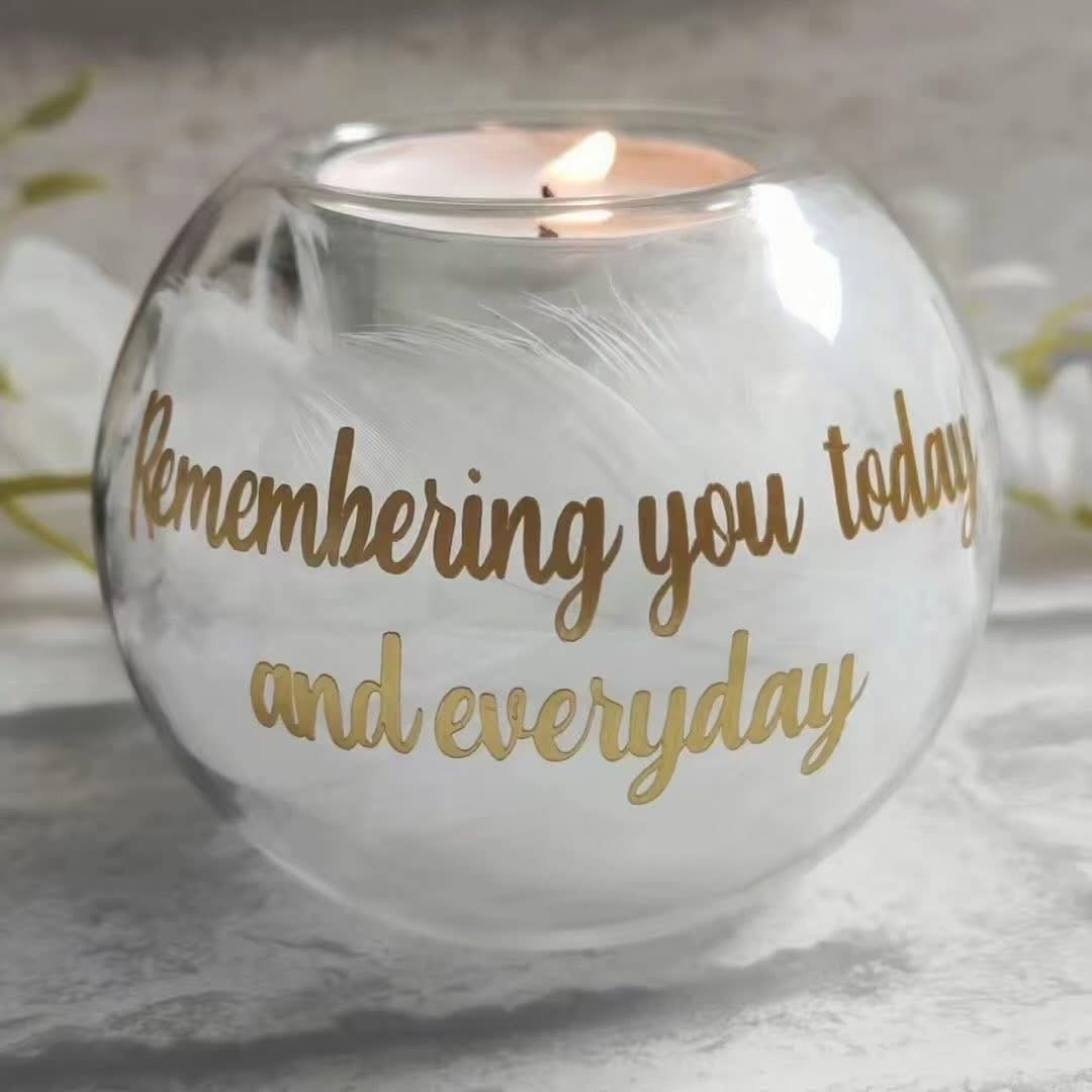 Personalised clear glass Tealight Holder
