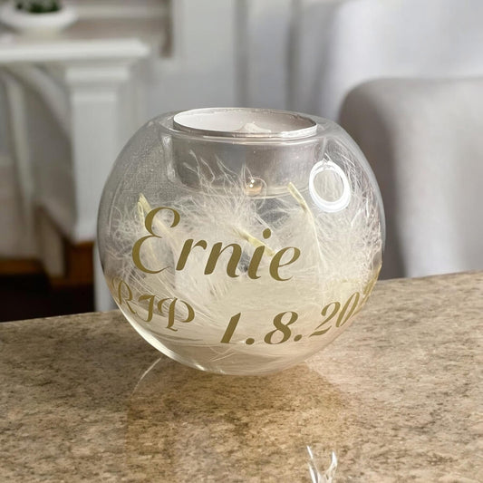 Personalised clear glass Tealight Holder