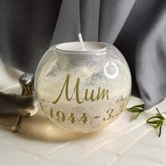 Personalised clear glass Tealight Holder