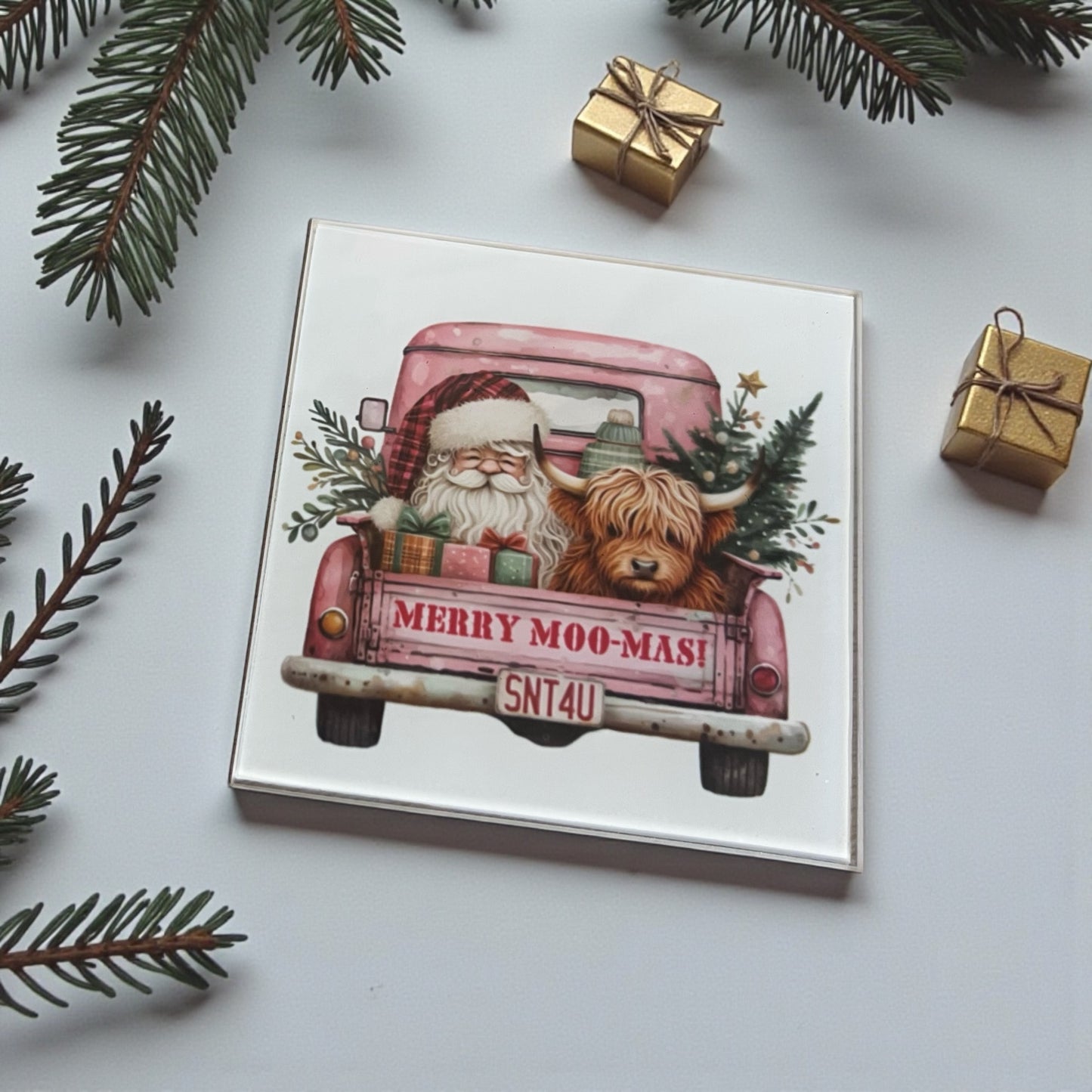 Cute Glass Christmas Coasters